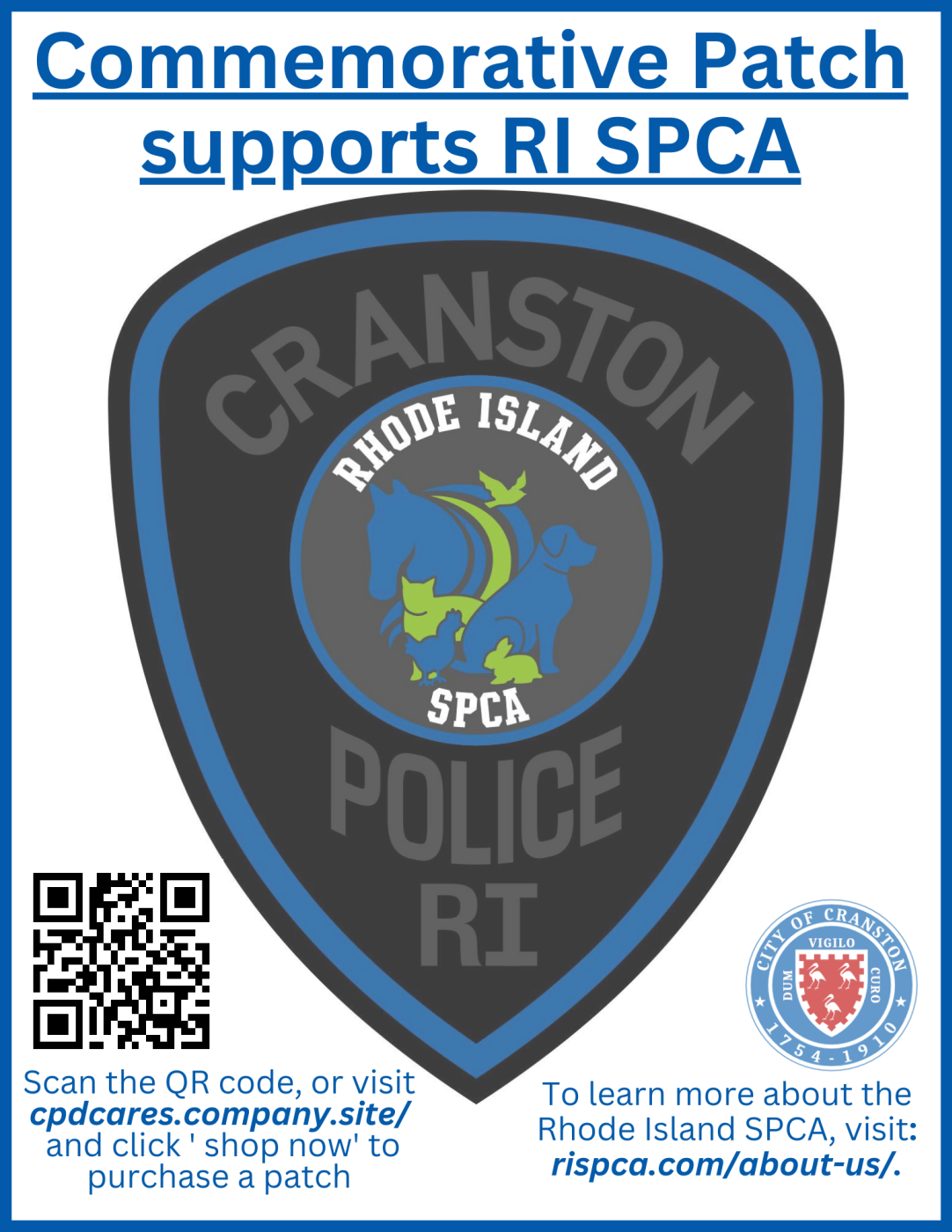 Commemorative Police Patch supports RI SPCA